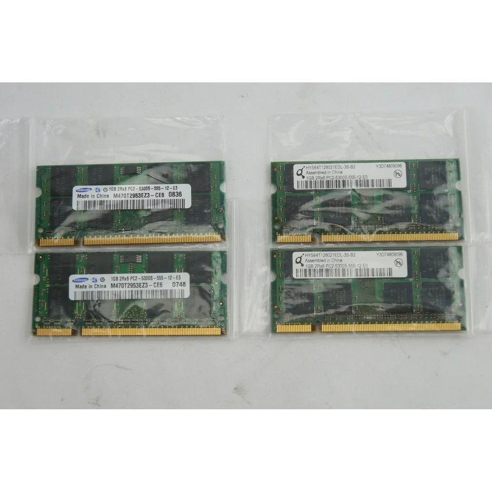 Samsung Qimonda 4pc 1GB Laptop RAM PC2-5300S DDR2-667 SO-DIMM EUC‎